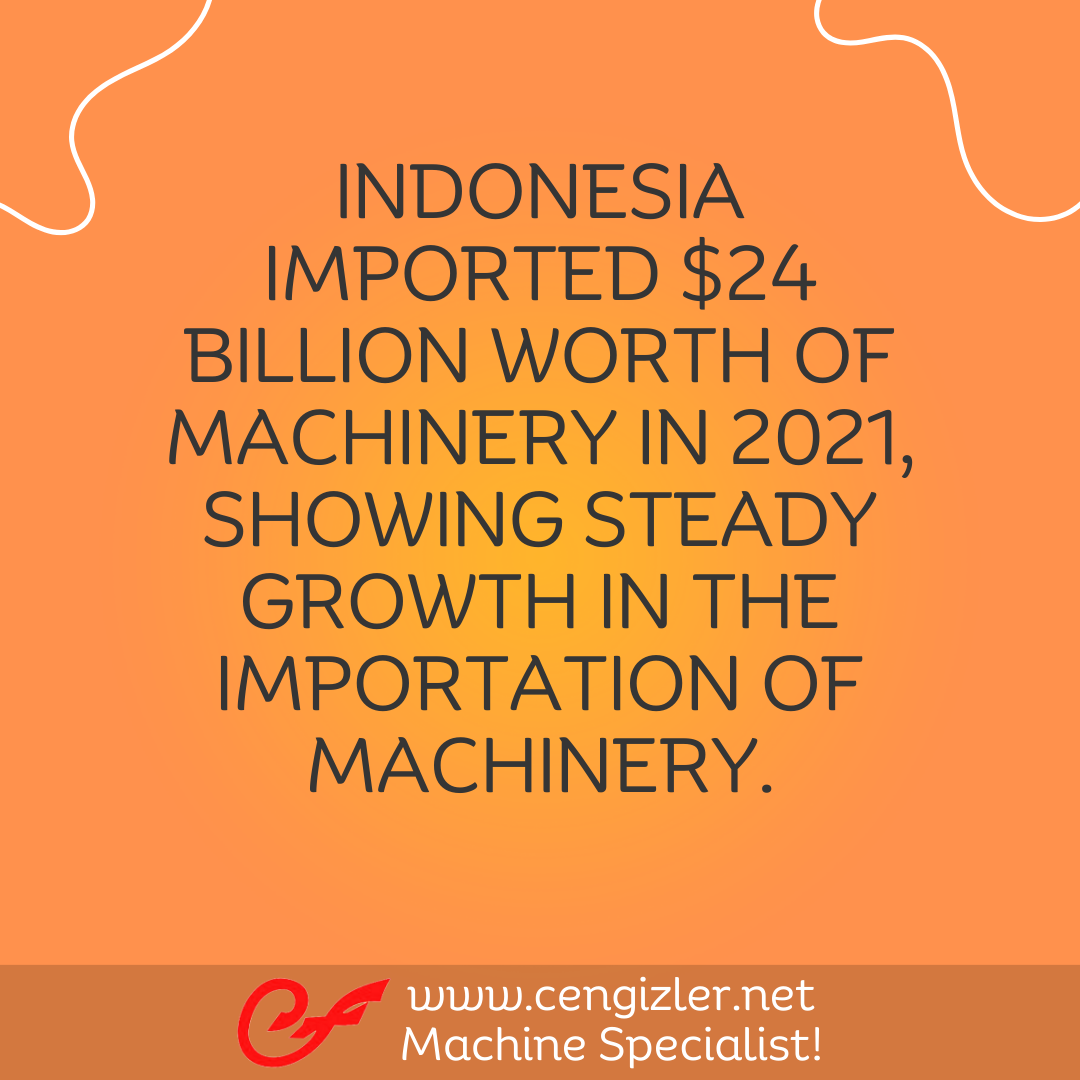 7 Indonesia imported $24 billion worth of machinery in 2021, showing steady growth in the importation of machinery